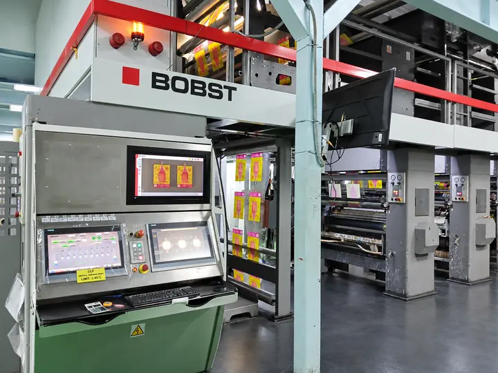 BOBST gravure printing press and its control station